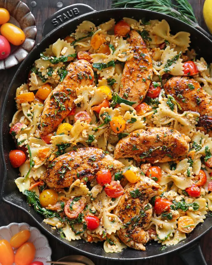 Feta Chicken Pasta is so good and easy ingredients