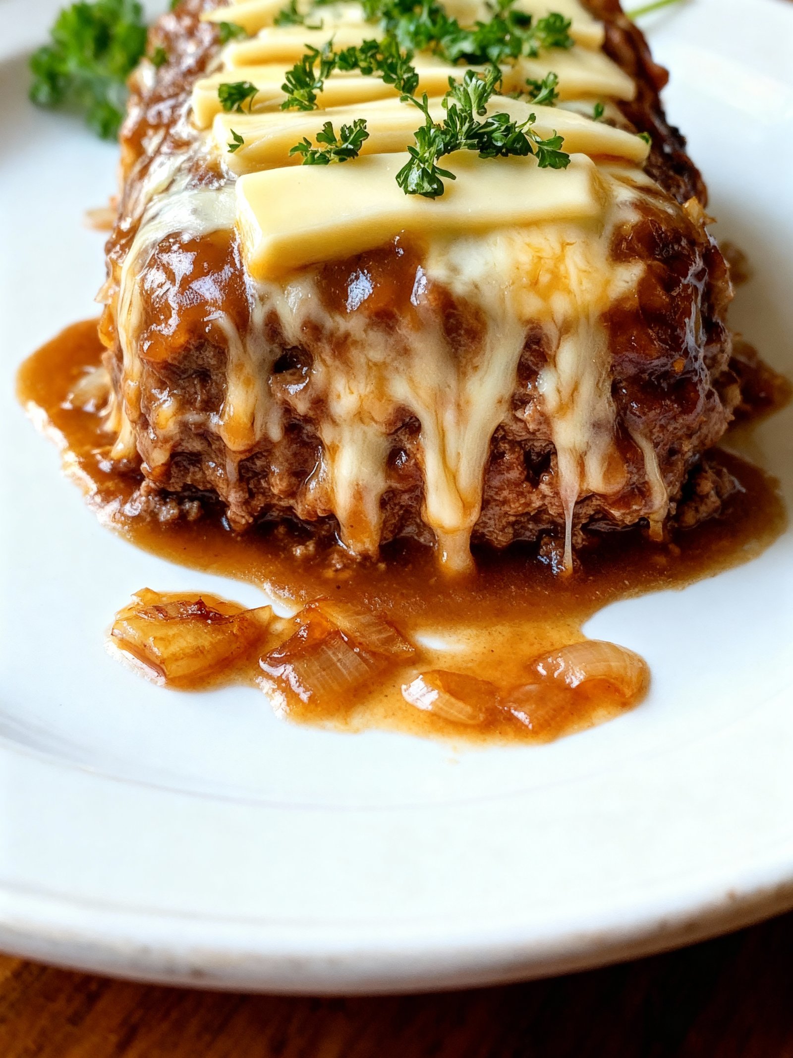 French Onion Meatloaf Swiss Cheese finished