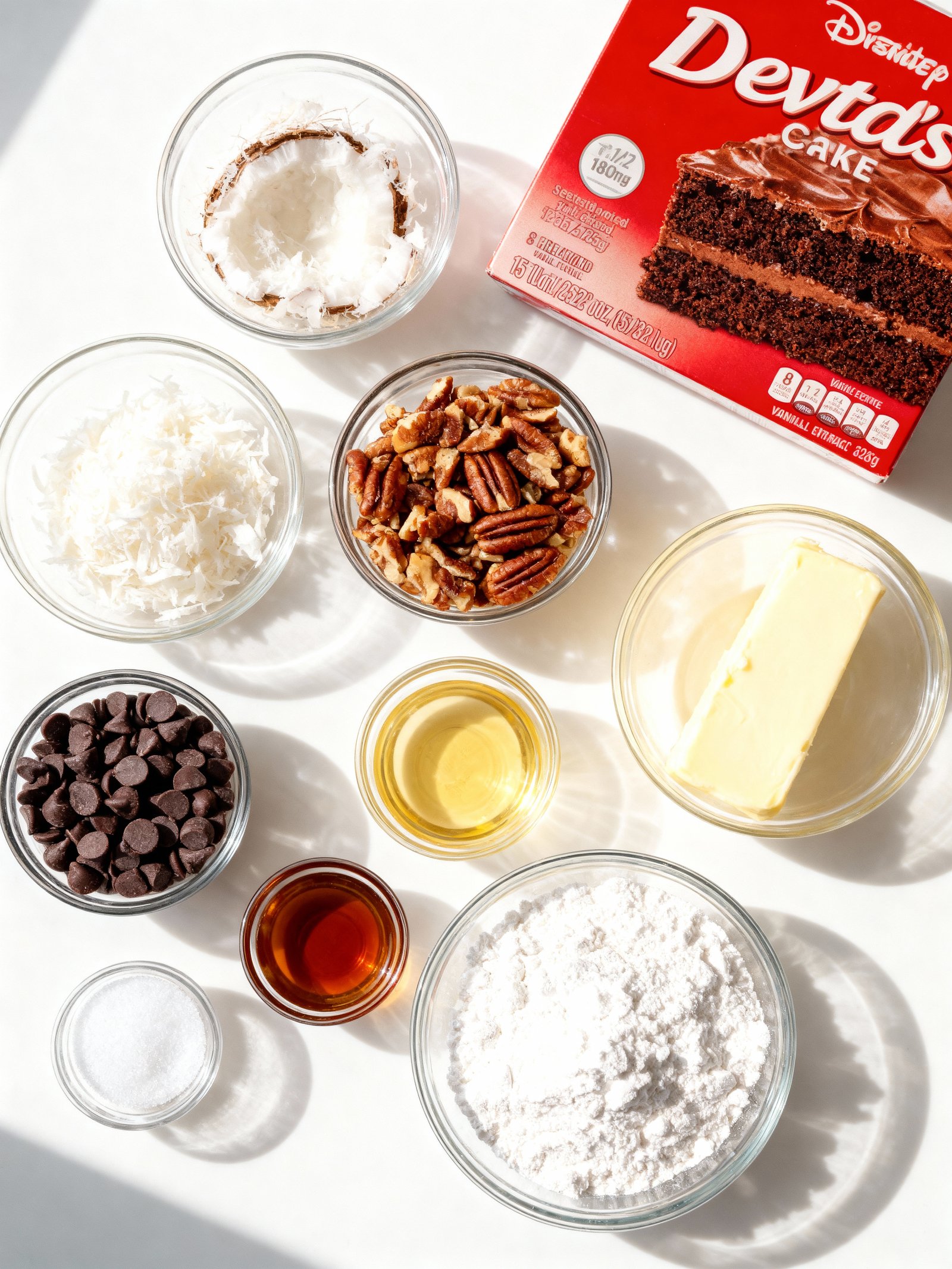 German Chocolate Dump Cake ingredients