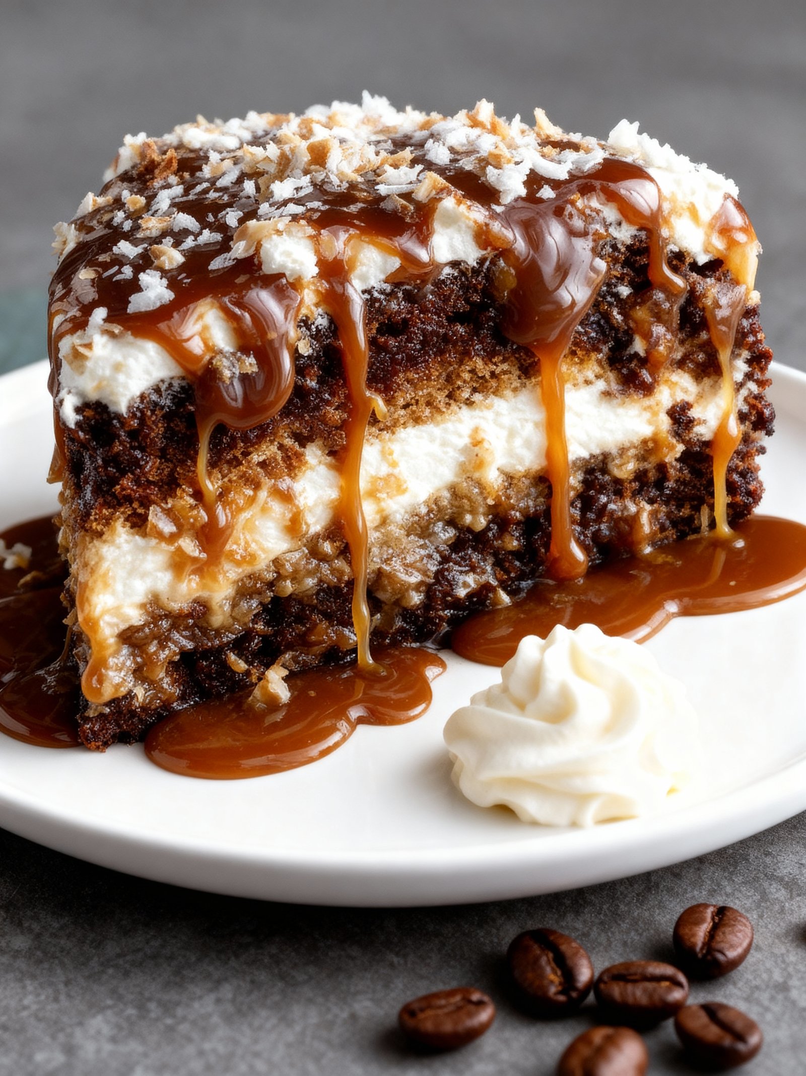 Gooey Coffee Caramel Cake finished