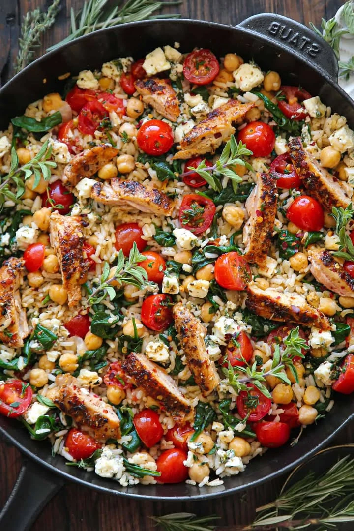 GREEK Chicken and Lemon Rice in 30 Minutes finished