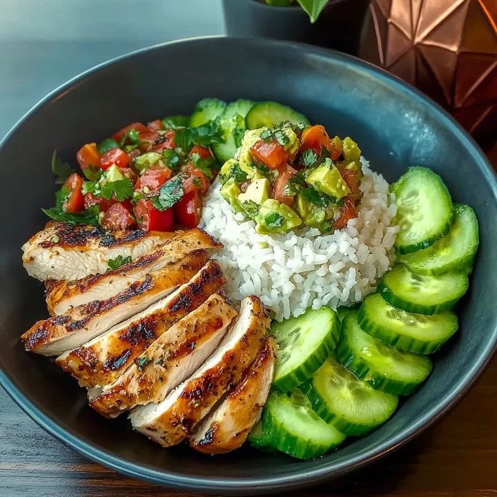Grilled Chicken Avocado Salsa Bowl finished