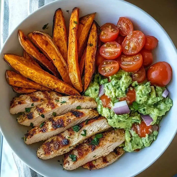 Grilled Herb Chicken Bowl with Sweet Potato Fries & Avocado Salsa ingredients