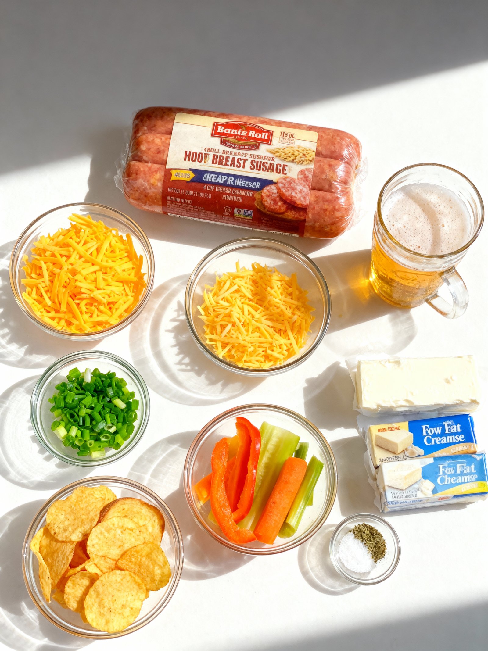 Hot Sausage Beer Cheese Dip ingredients