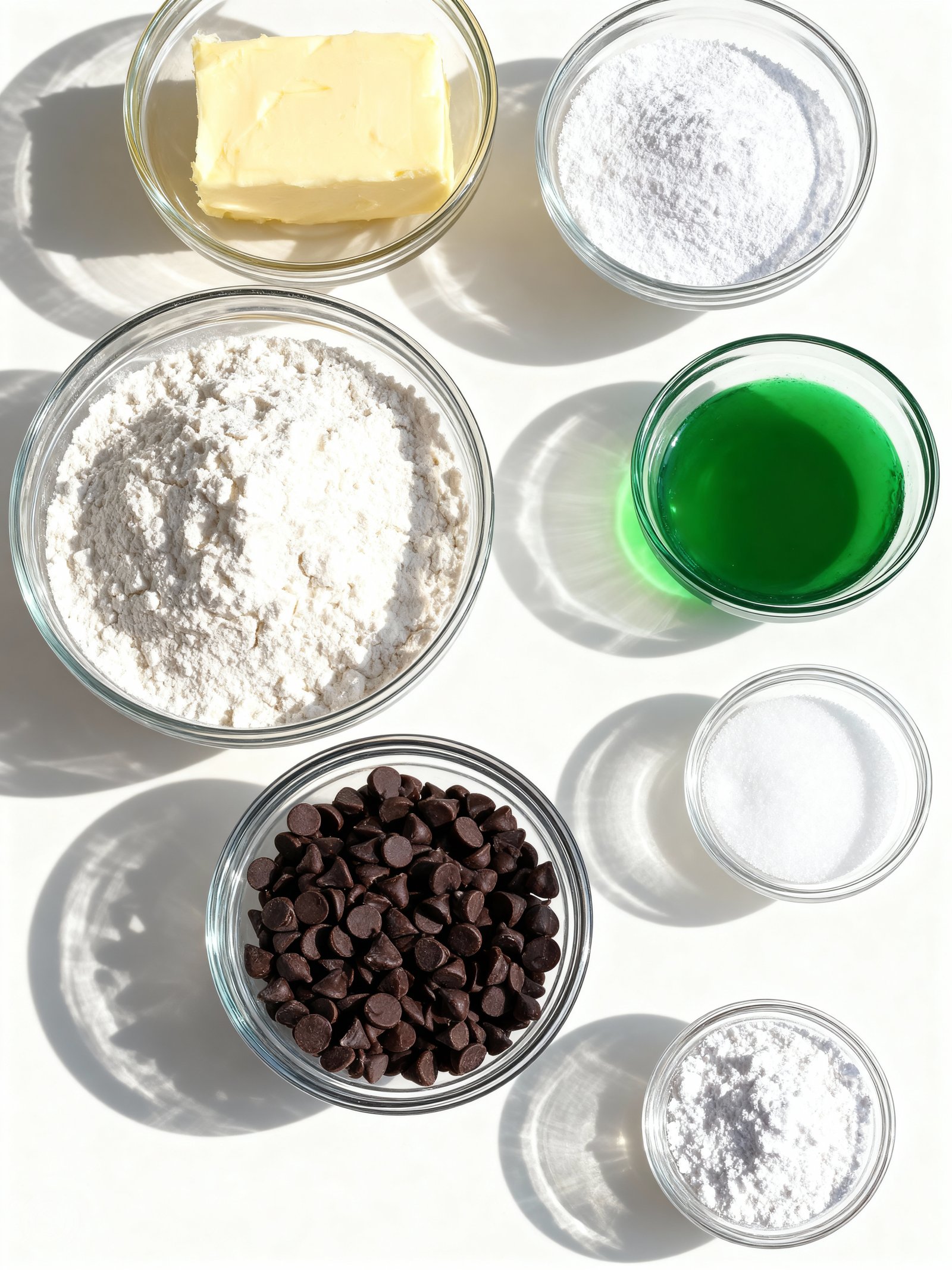 Mint Chocolate Chip Snowball Cookies ingredients