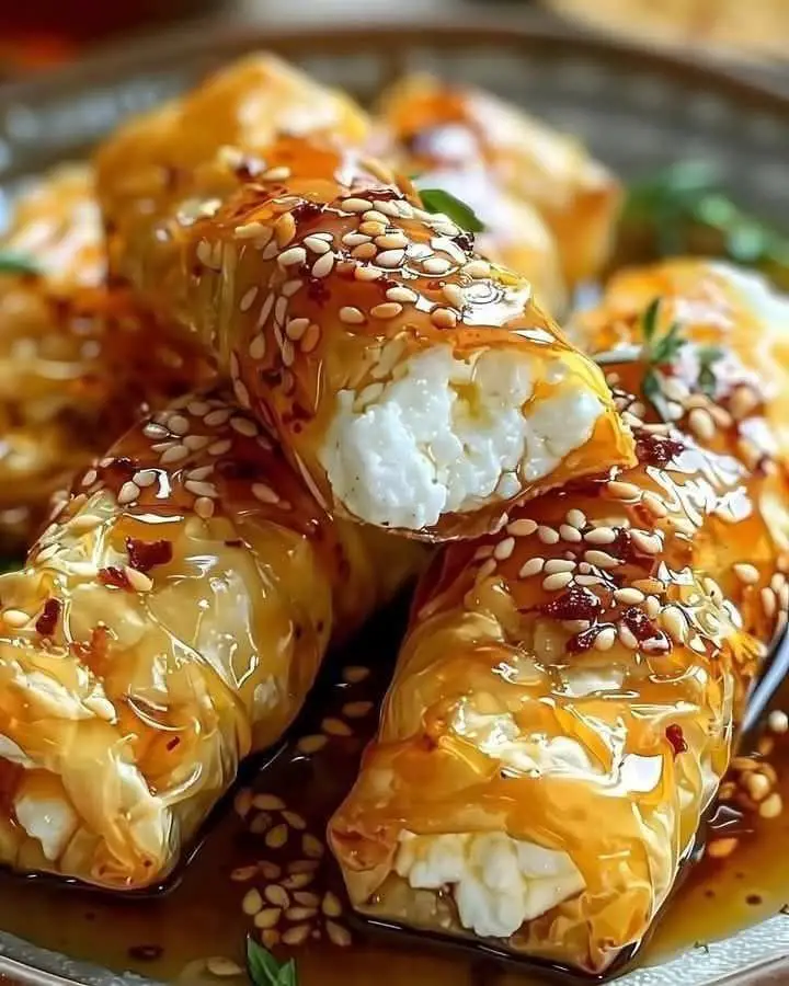 Oven Fried Feta Rolls with Chili Honey ingredients