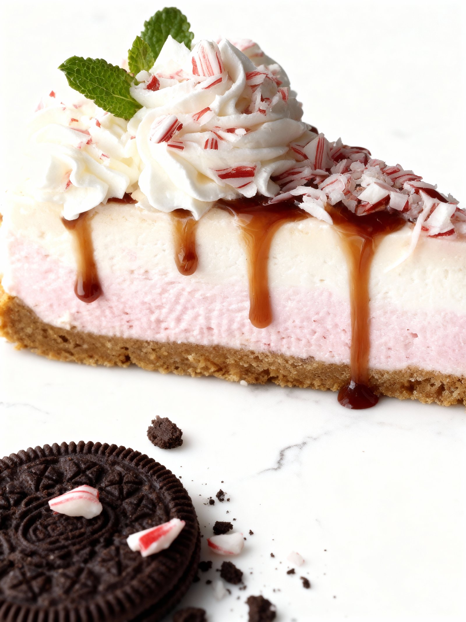 Peppermint Candy Cane Cheesecake finished