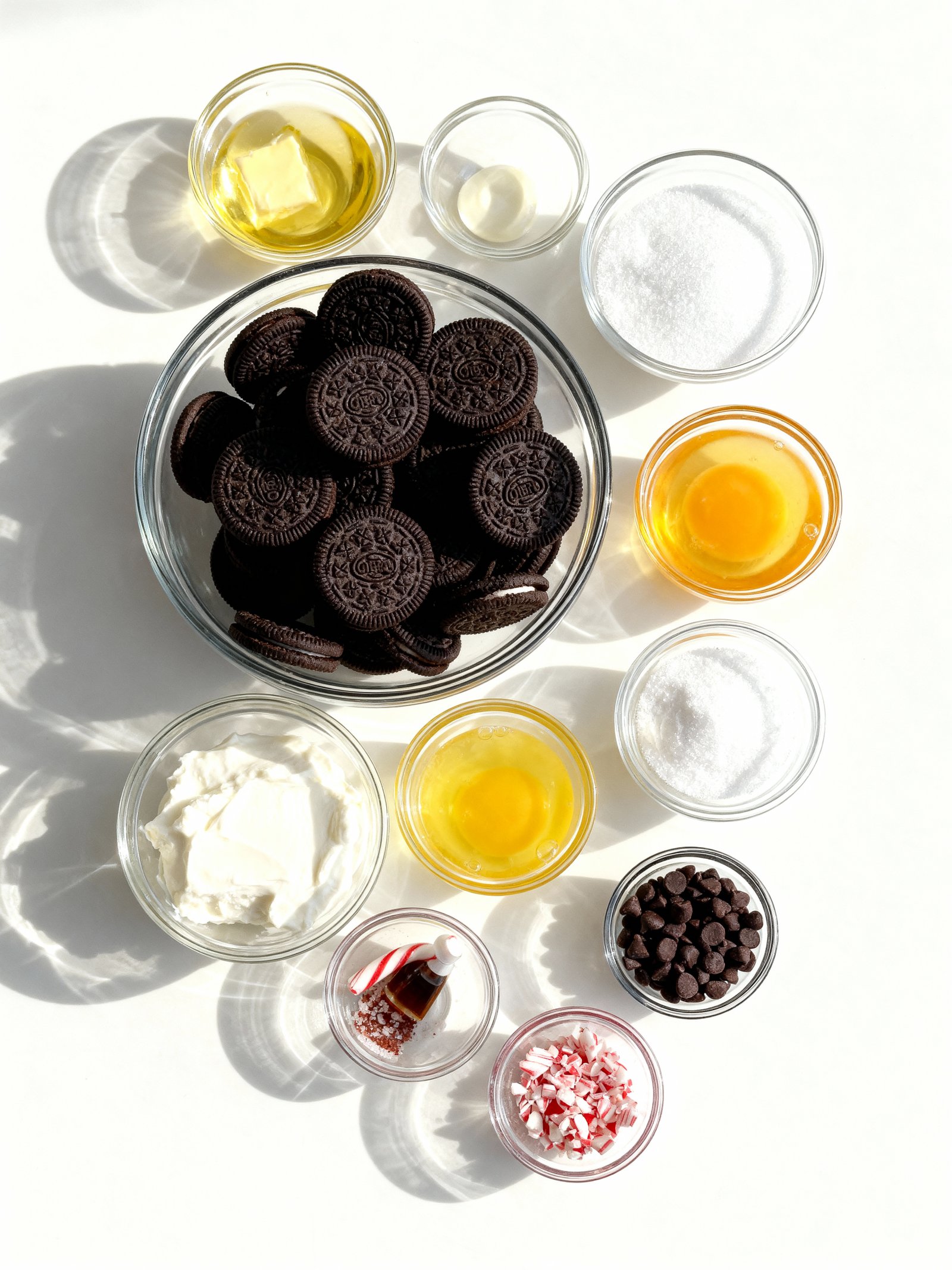 Peppermint Candy Cane Cheesecake ingredients