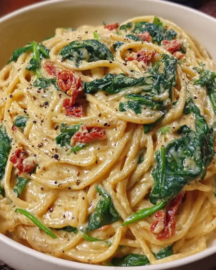 Spaghetti & Spinach with Sun-Dried Tomato Cream Sauce ingredients