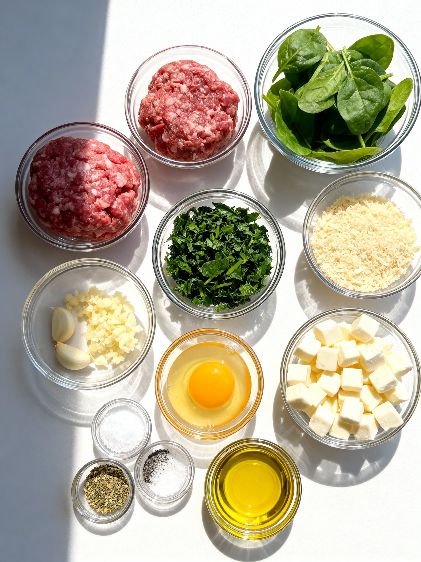 Spinach Garlic Stuffed Meatballs ingredients