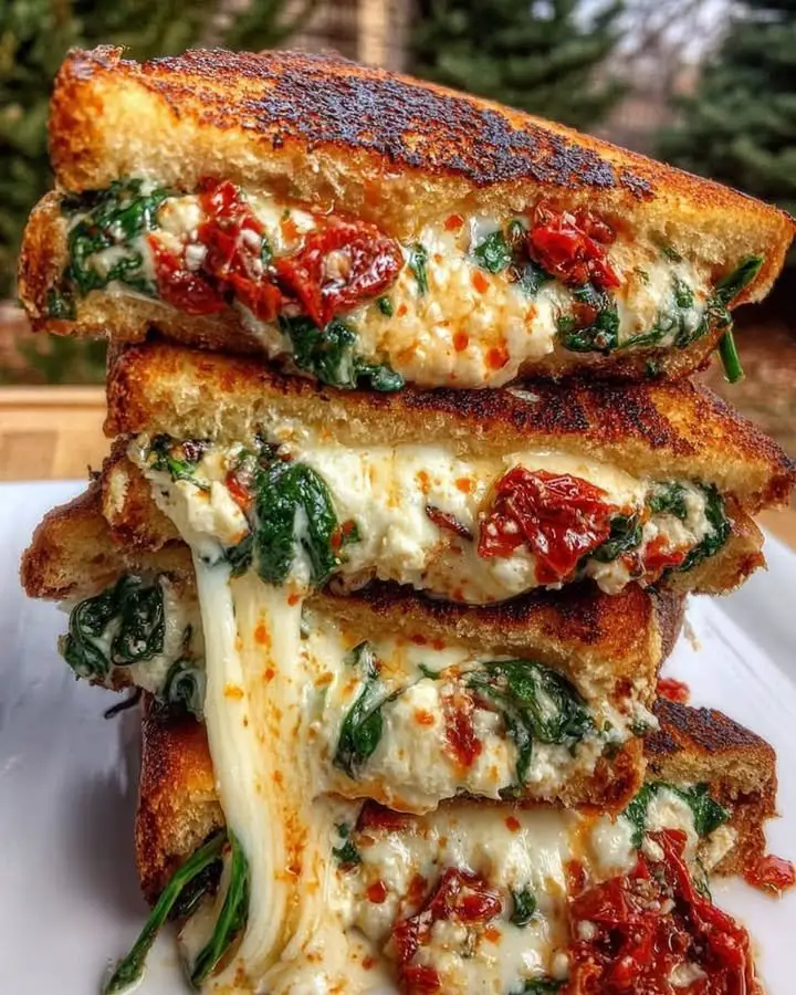Sun-Dried Tomato, Spinach, and Ricotta Grilled Cheese ingredients