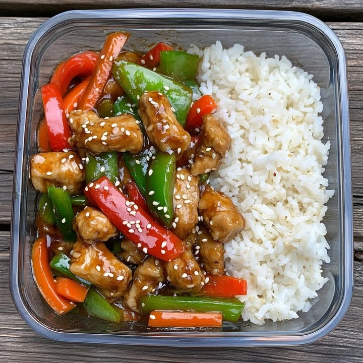 Sweet & Savory Chicken Veggie Rice Bowl finished