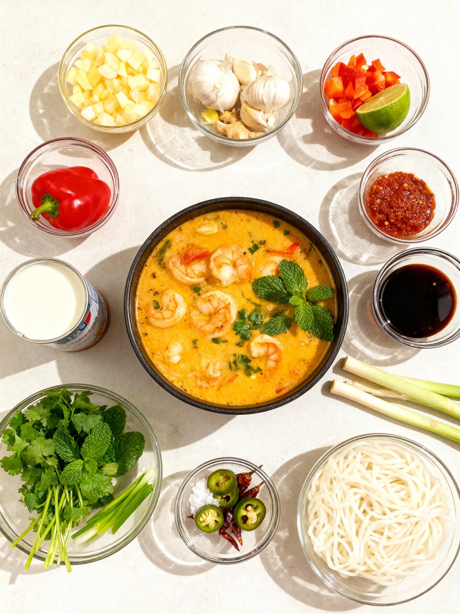Thai Shrimp Coconut Noodle Soup ingredients