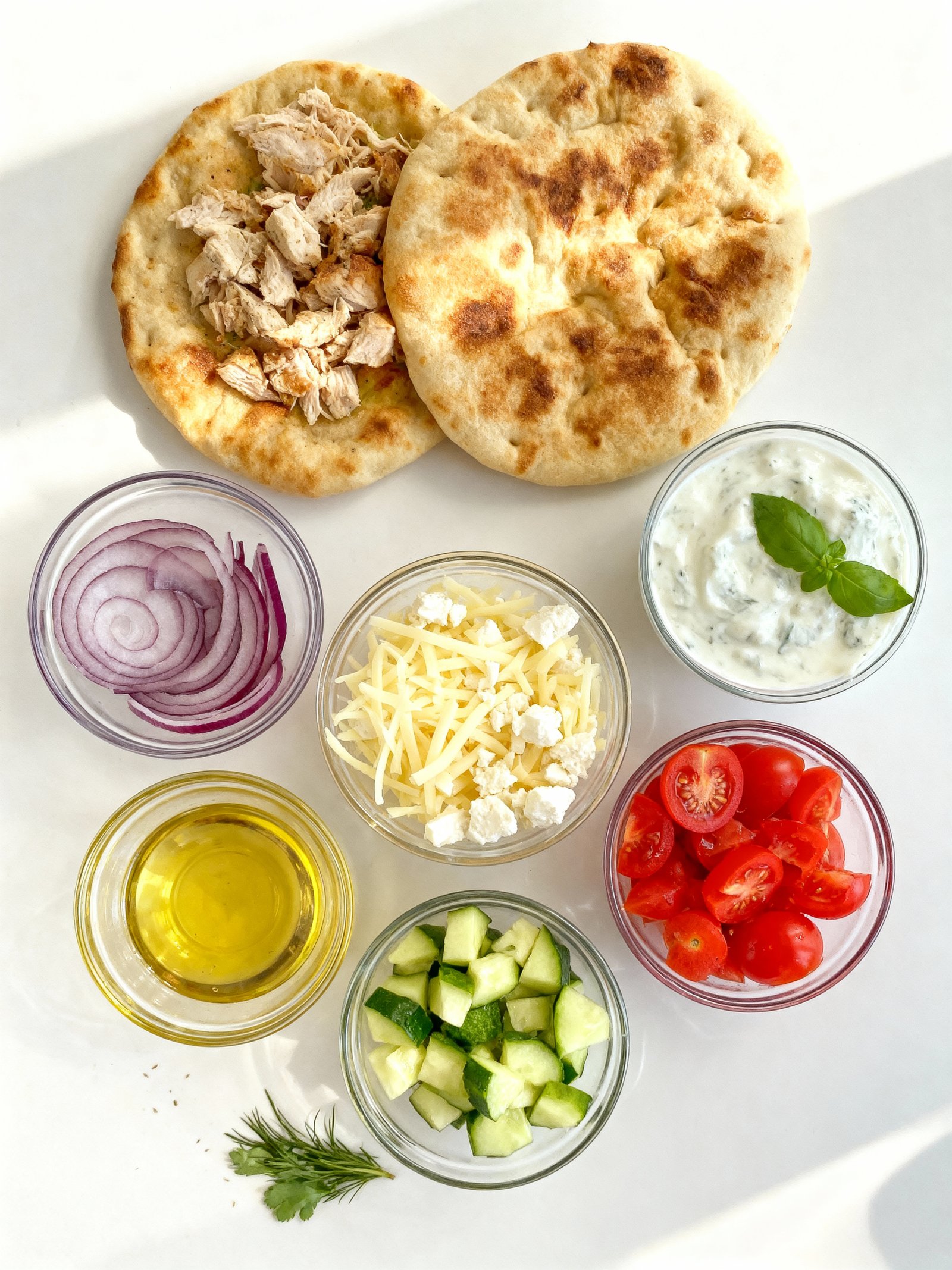 Tzatziki Chicken Naan Pizza ingredients