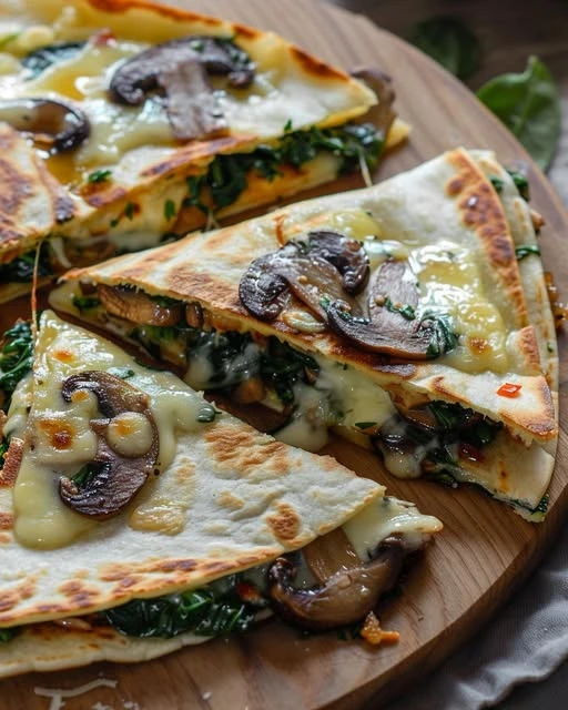 Baked Spinach Mushroom Quesadillas finished