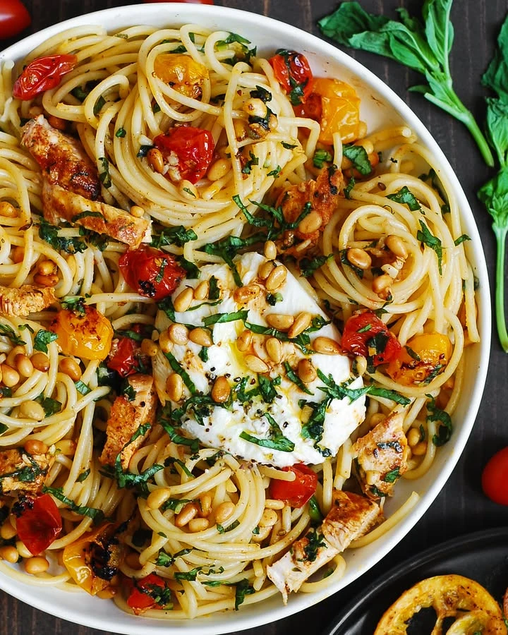 Chicken Spaghetti with Burrata and Lemon Butter Sauce Recipe – receipster