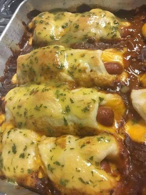 Chili Cheese Dog Bake Dinner finished