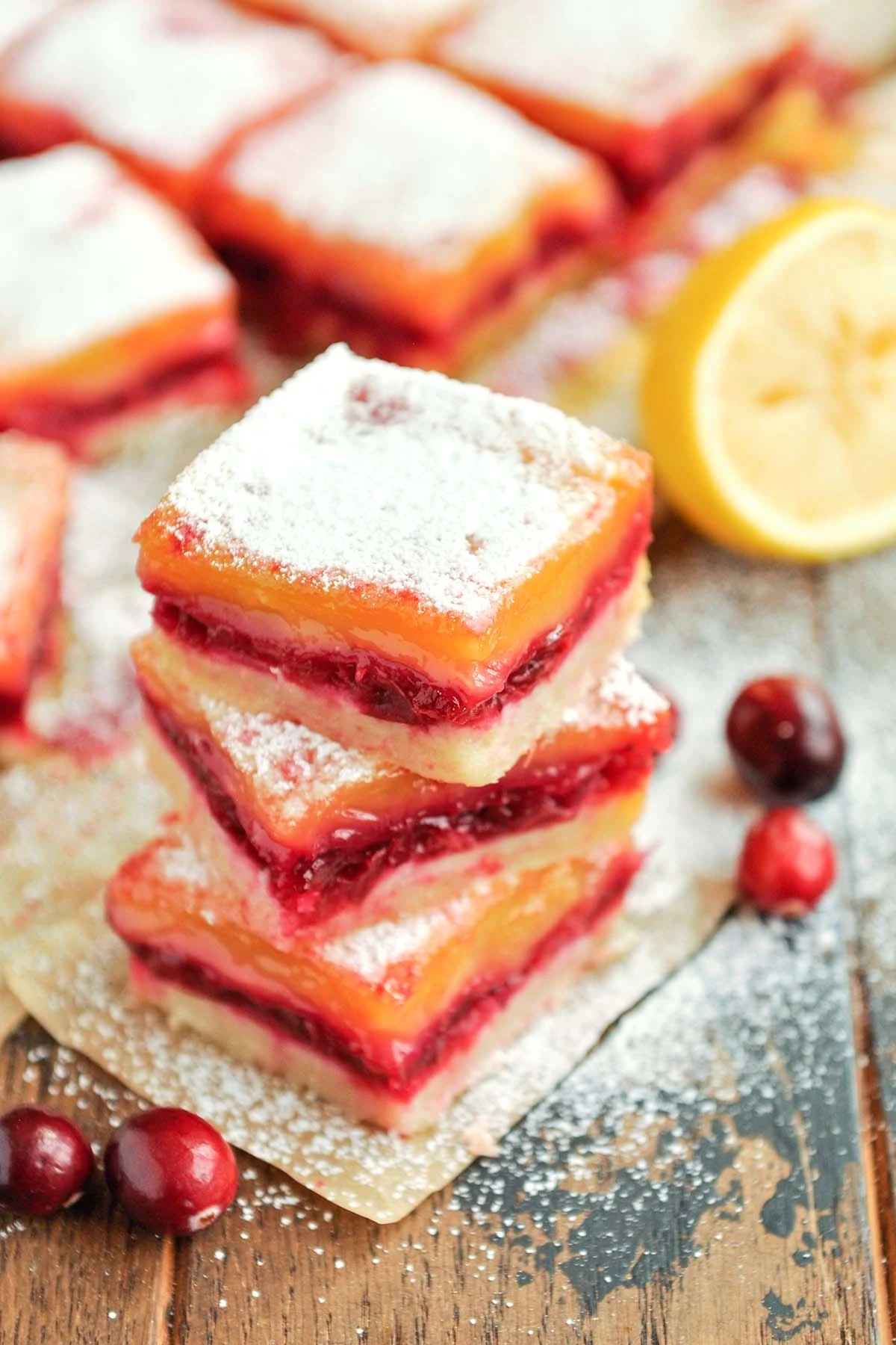 Cranberry Lemon Bars finished