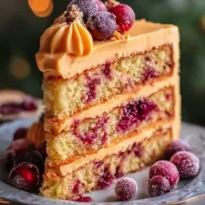 Cranberry Orange Layer Cake with Citrus Buttercream finished