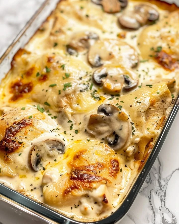Creamy Chicken and Mushroom Bake finished