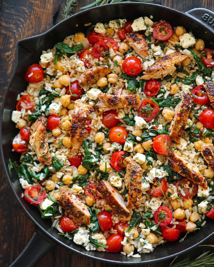 Greek Chicken and Lemon Rice in 30 minutes finished