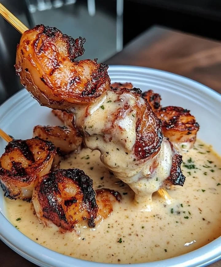 Grilled Shrimp Skewers with Garlic Butter Sauce finished