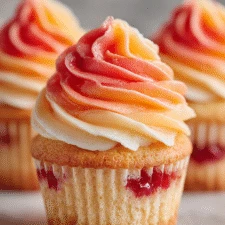 Mango Strawberry Sunset Cupcakes finished