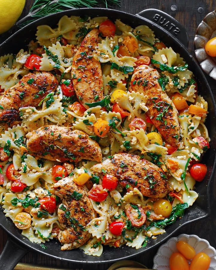 Mediterranean Chicken Feta Pasta finished