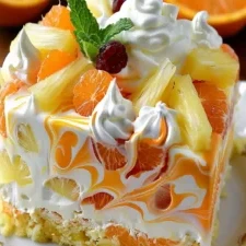 No-Bake Orange Pineapple Swirl Cheesecake Recipe finished