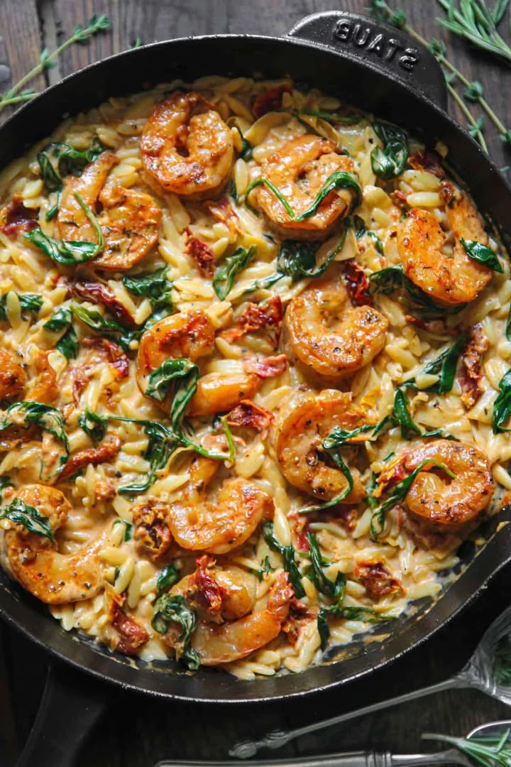Tuscan Shrimp Orzo 30-Minute, One-Pan Meal finished
