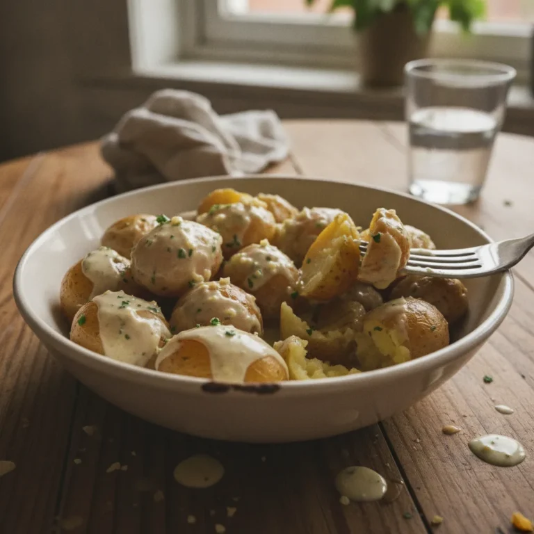 Irresistibly Creamy Garlic Sauce Baby Potatoes Recipe