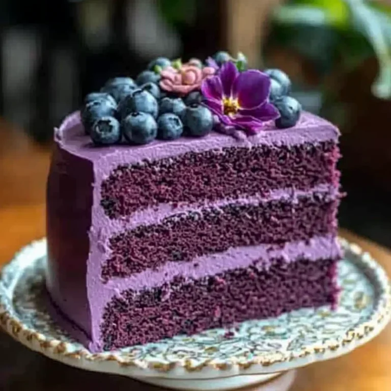 Royal Purple Velvet Cake with Creamy Vanilla Frosting Recipe