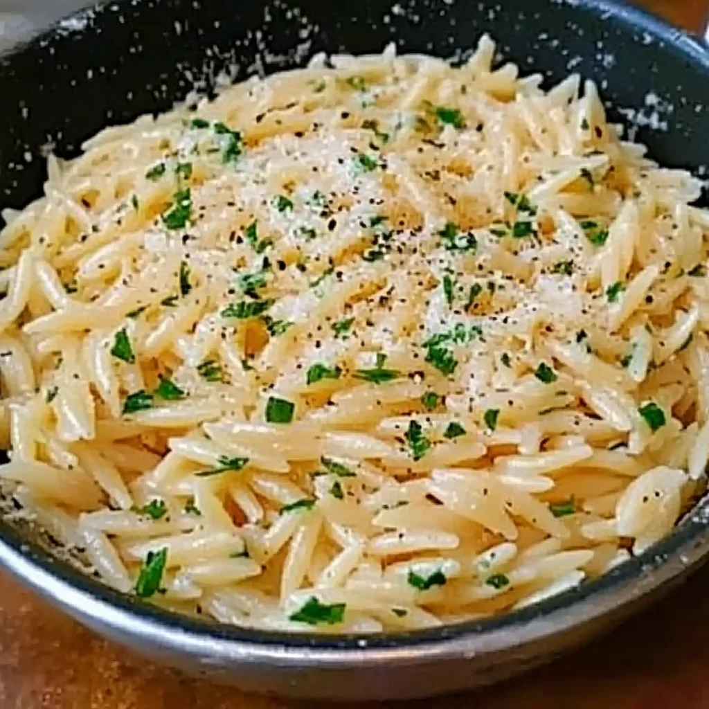 Garlic Parmesan Orzo Pasta step by step