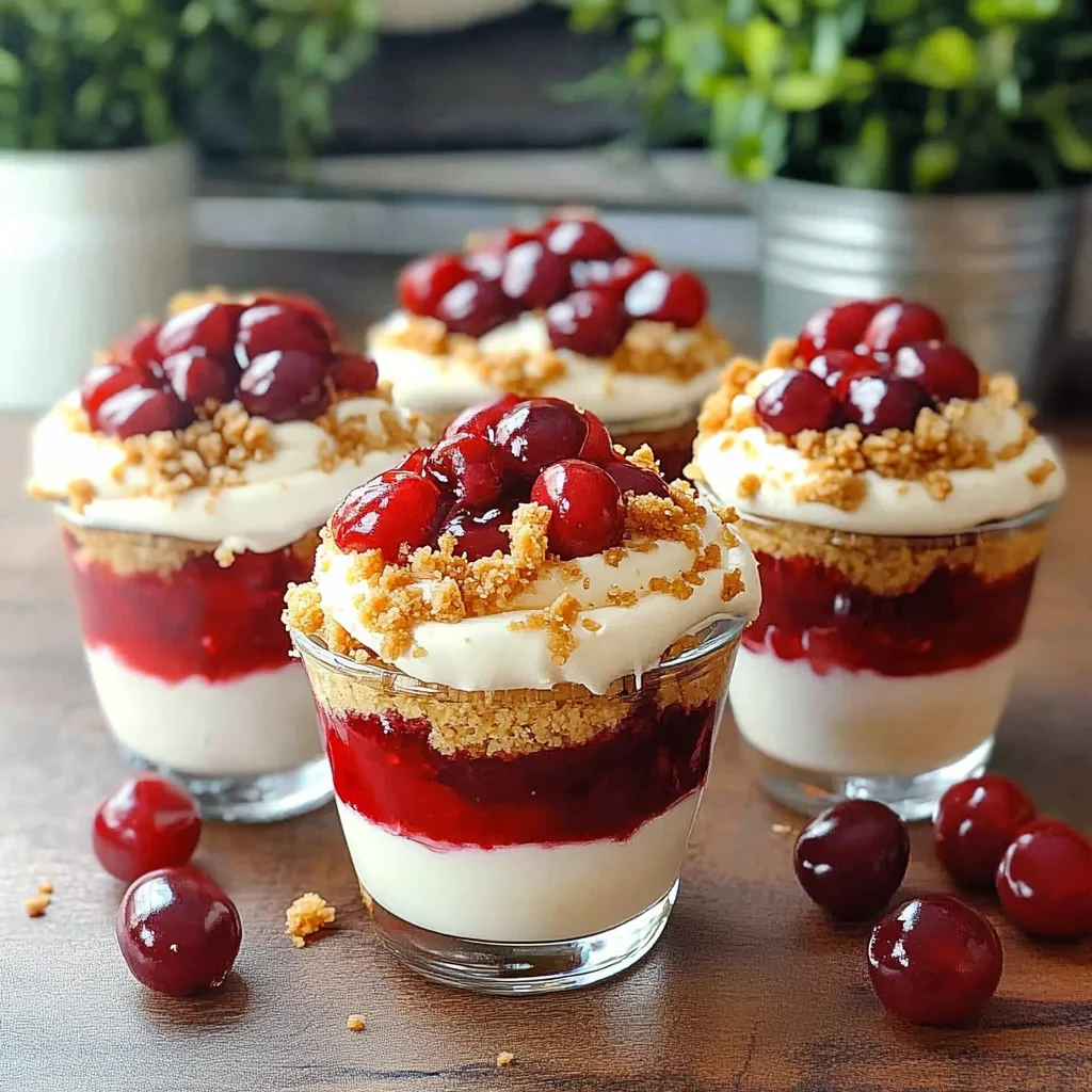 No Bake Cheesecake Parfait with Cherry Pie Filling image-3