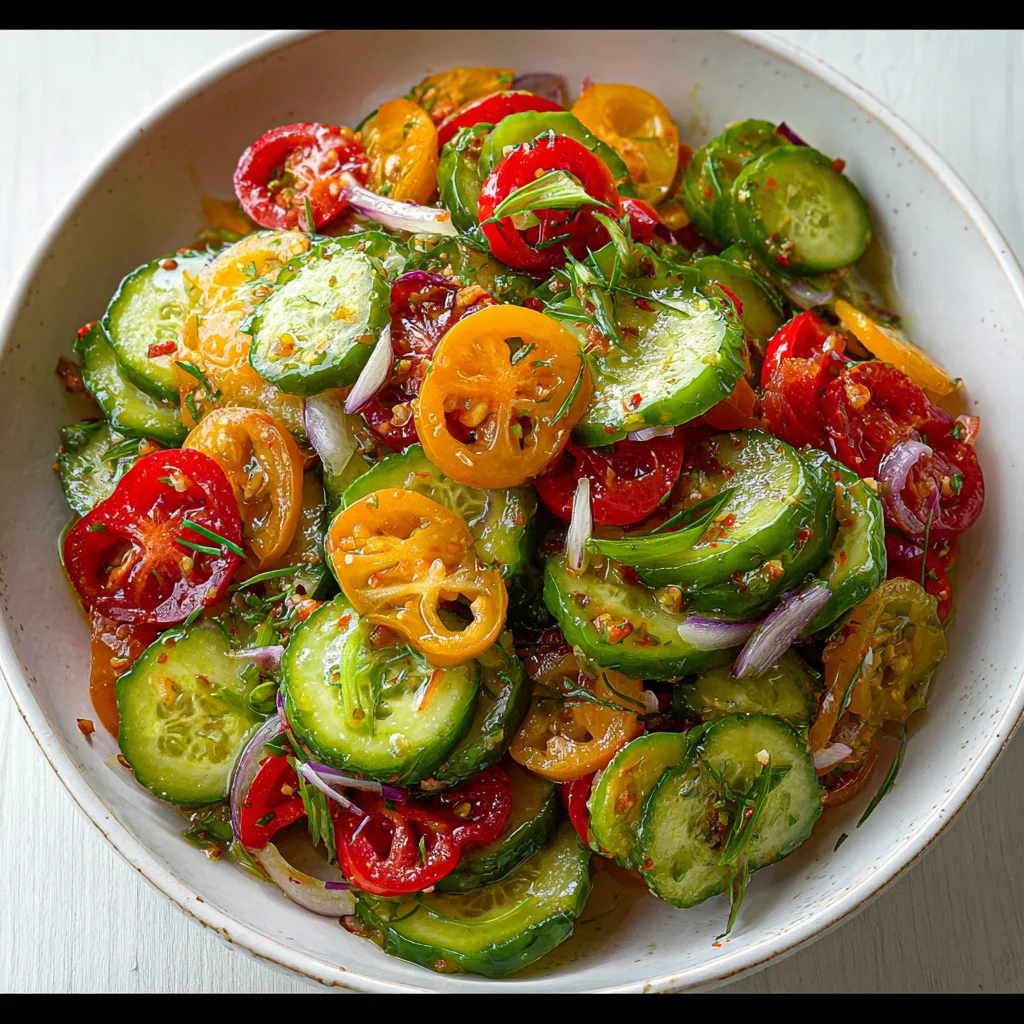 Recipe Title: Crunchy Cucumber Salad step by step