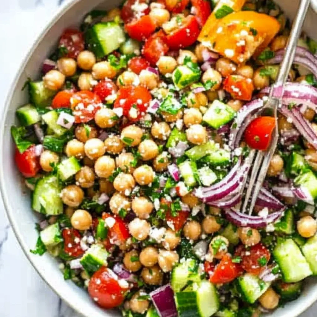 Easy Chopped Mediterranean Chickpea Salad - Meal Prep Recipe step by step