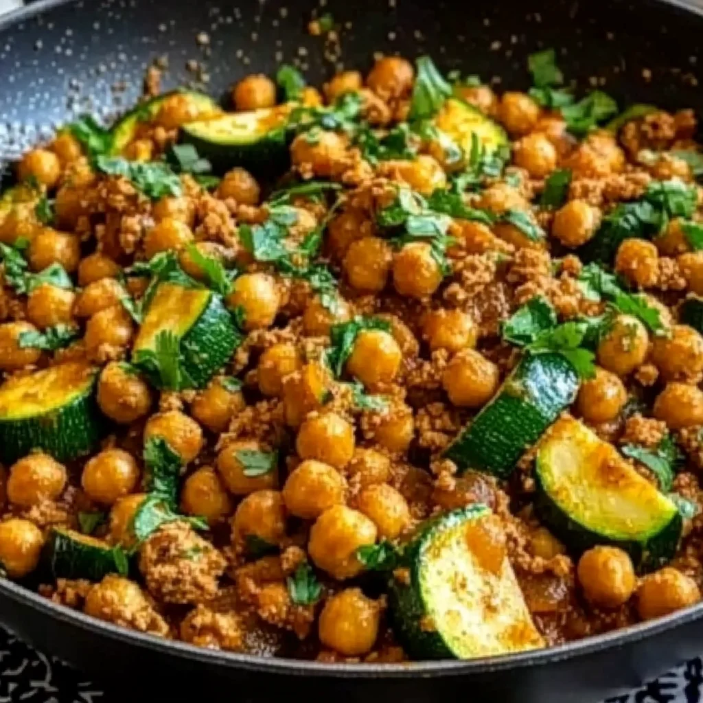 Ground Turkey Zucchini Chickpea Skillet step by step