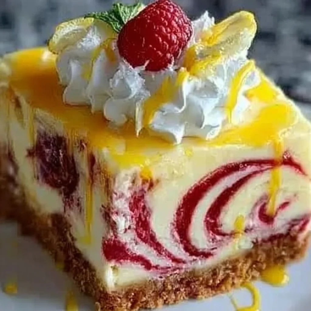 Lemon Raspberry Swirl Cheesecake - Delicious Dessert Recipe step by step