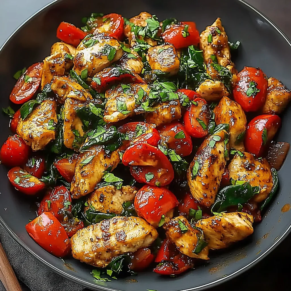 Mediterranean Chicken Stir Fry with Spinach and Cherry Tomatoes step by step