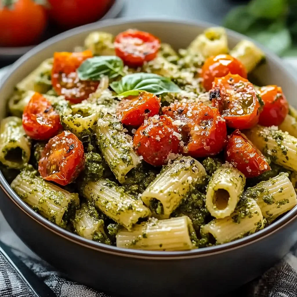 Pesto Pasta with Roasted Tomatoes step by step