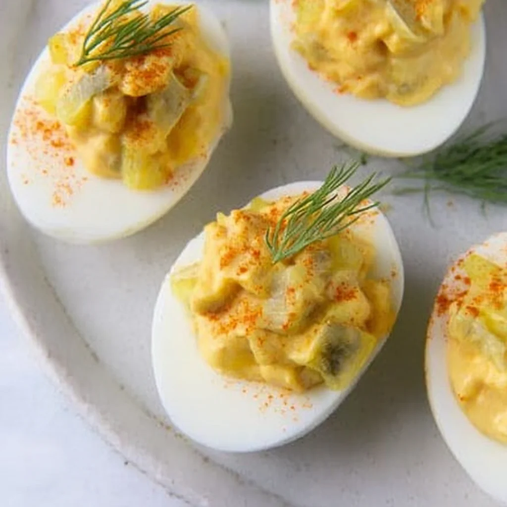Simple Dill Pickle Deviled Eggs step by step
