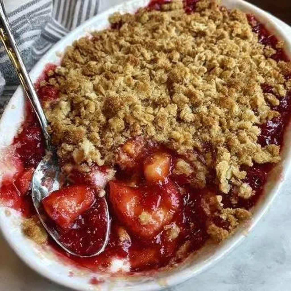 Strawberry Rhubarb Crumble step by step