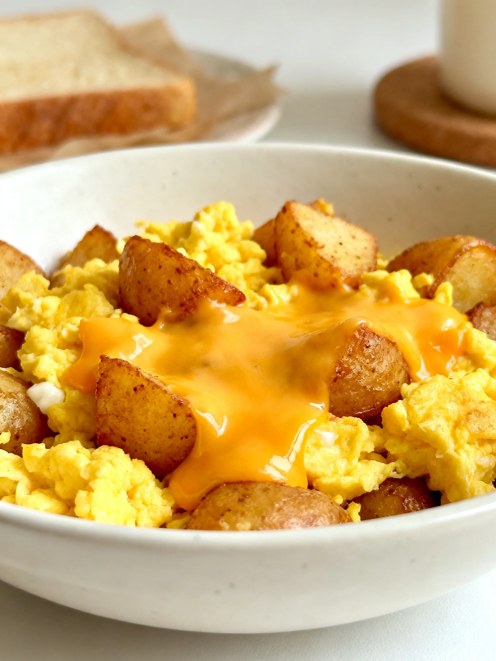 Cheesy Potato Egg Scramble step by step