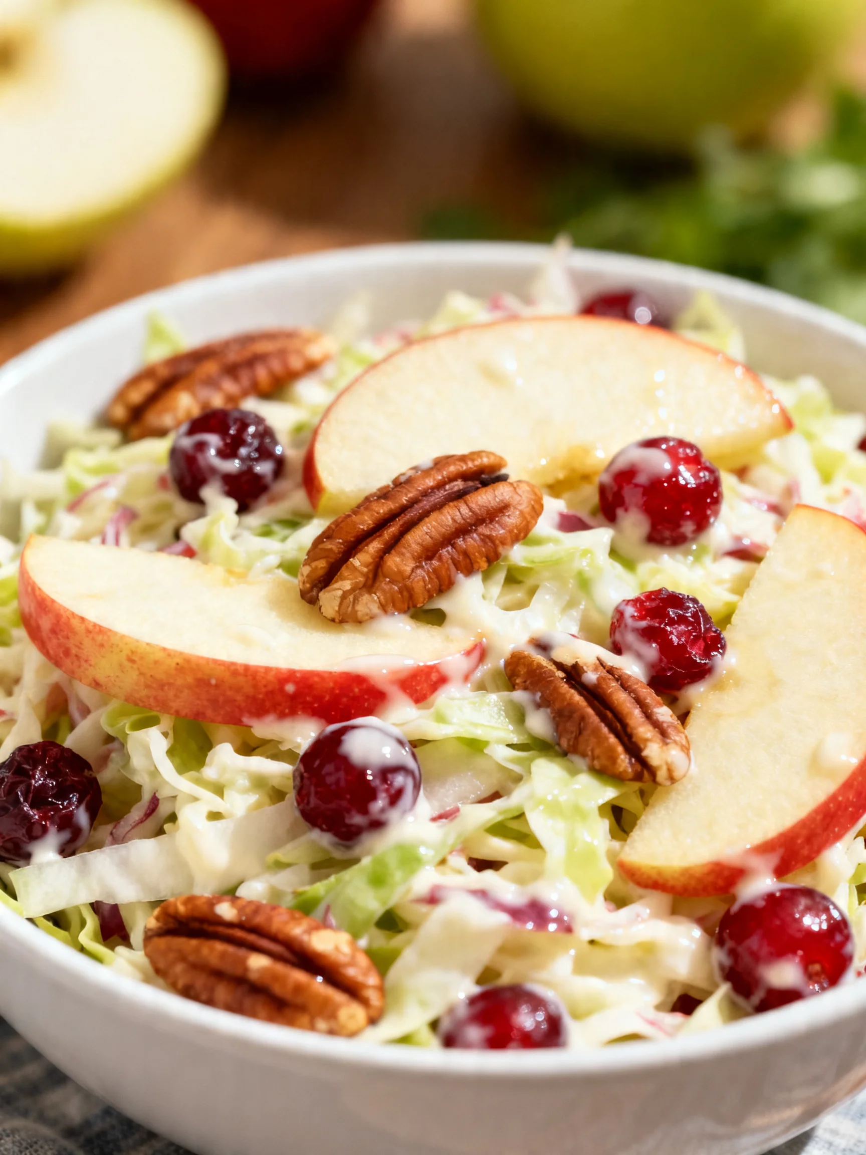 Easy Apple Coleslaw with Cranberries and Pecans step by step