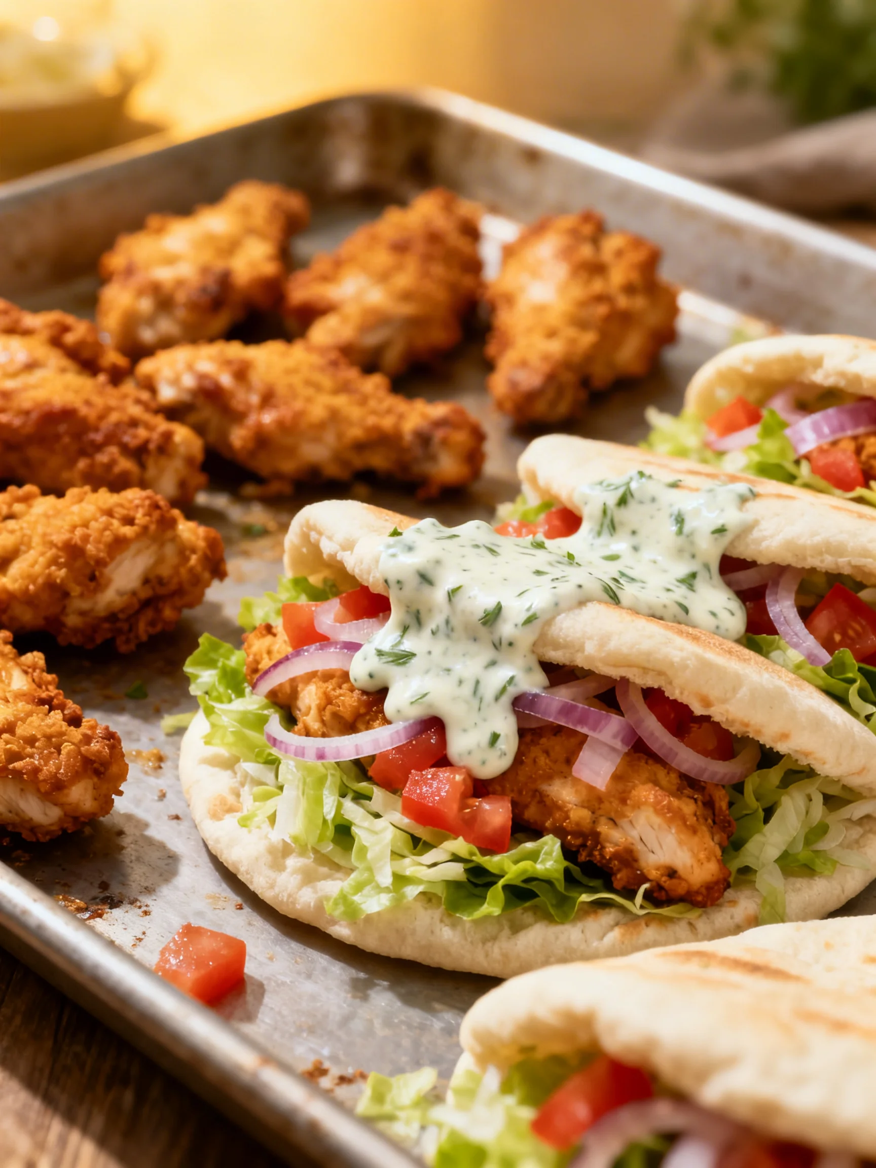 Easy Sheet Pan Chicken Pitas with Herby Ranch for Family Dinner step by step