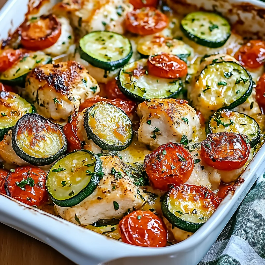 Delicious Mediterranean Chicken Zucchini Bake Makes Dinner Simple or Healthy one pan Mediterranean chicken zucchini bake meals are perfect when you want big flavor without the cleanup. This low-calorie dinner is absolutely bursting with great Mediterranean tastes and comes together fast. You will love how good your weeknight cooking tastes when you use this approach. See the complete directions for this delicious, simple recipe. Save this for later step by step