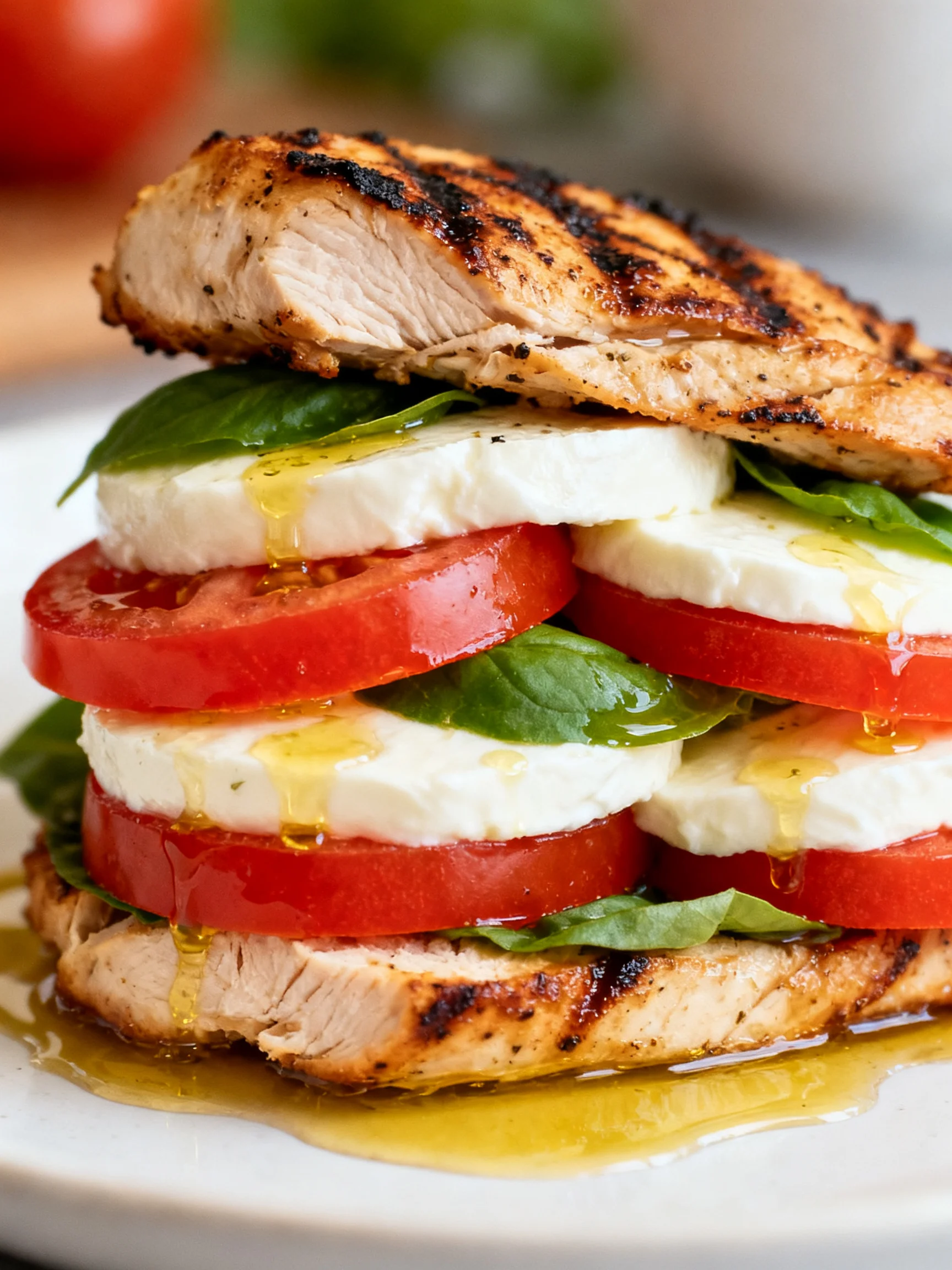 Layered Grilled Chicken Caprese step by step