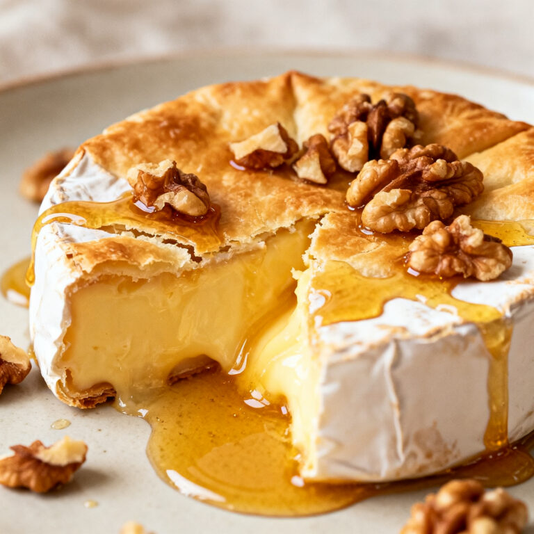 Baked Brie in Puff Pastry with Honey & Walnuts