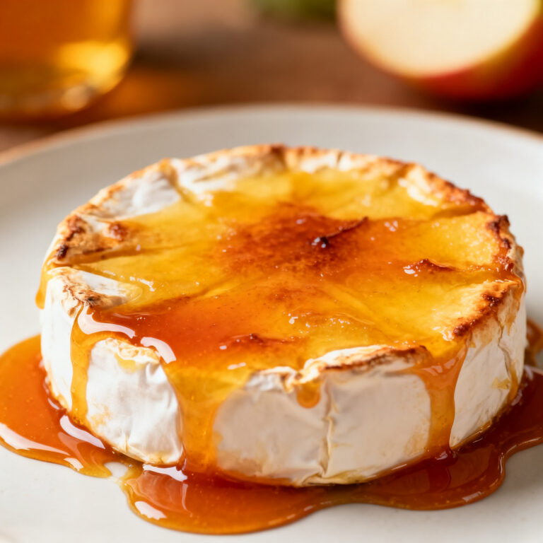 Baked Brie with Apple Cider Caramel Drizzle