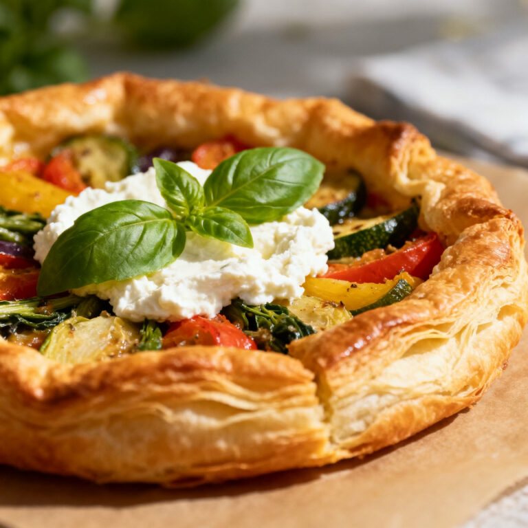 Puff Pastry Veggie Tart with Basil Ricotta